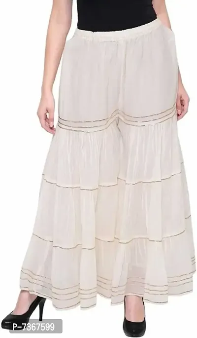 Womens Stylish and Fashionable Mid-Rise Garara/sharara Palazzo Pants with Elasticated Waist (Jumbo Size)-thumb0