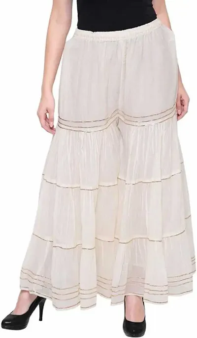 Womens Stylish and Fashionable Mid-Rise Garara/sharara Palazzo Pants with Elasticated Waist (Jumbo Size)