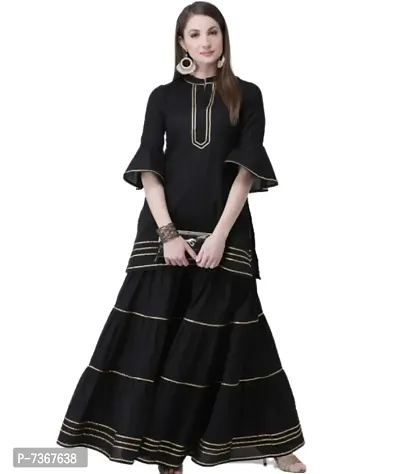Womens Stylish and Fashionable Mid-Rise Garara/sharara Palazzo Pants with Elasticated Waist (Jumbo Size)-thumb3