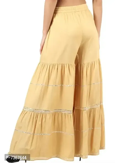 Womens Stylish and Fashionable Mid-Rise Garara/sharara Palazzo Pants with Elasticated Waist (Jumbo Size)-thumb2