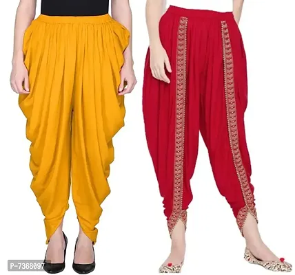 Elegant Rayon Solid And Embroidered Work Dhoti Salwar For Women Combo Pack Of 2-thumb0