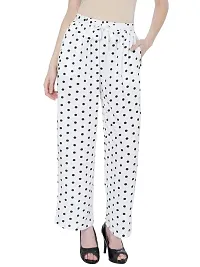Women Rayon Printed Palazzo Pants || Striped and Dotted Belted Palazzo || Women Straight Trouser (Combo Set of 2 Pcs)-thumb2