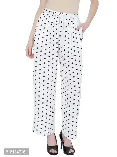 Women Rayon Printed Palazzo Pants || Striped and Dotted Belted Palazzo || Women Straight Trouser (Combo Set of 2 Pcs)-thumb3