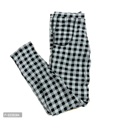 Buy Blue Mid Rise Check Print Trousers for Men