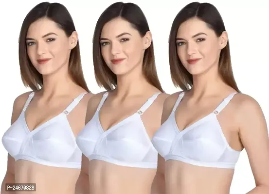 Classic Cotton Blend Non Padded Bra For Women Pack of 3-thumb0