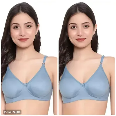 Classic Cotton Blend Non Padded Bra For Women Pack of 2-thumb0