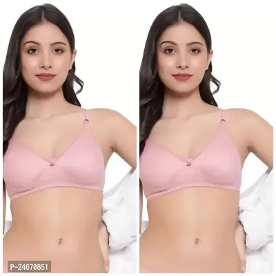 Classic Cotton Blend Non Padded Bra For Women Pack of 2