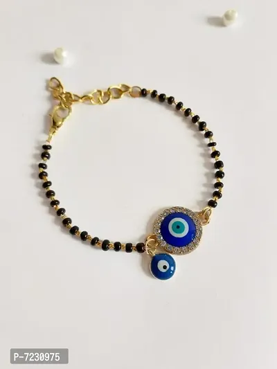 Octagon Hub Blue Evil Eye Hand hath Mangalsutra Bracelet for Women-thumb0