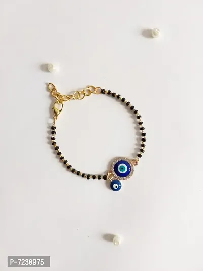 Octagon Hub Blue Evil Eye Hand hath Mangalsutra Bracelet for Women-thumb2
