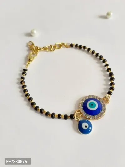 Octagon Hub Blue Evil Eye Hand hath Mangalsutra Bracelet for Women-thumb3