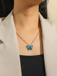 Blue Butterfly Necklace Chain Pendent for Women and Girls-thumb1