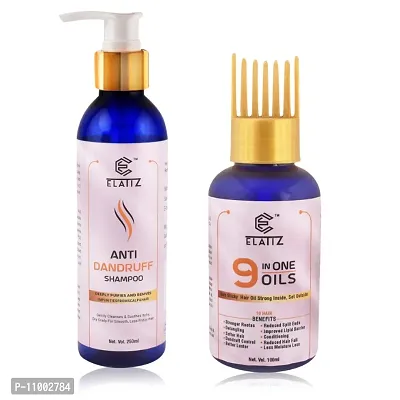 Elatiz 9IN 1 Hair Oil  Anti-Dandruff Shampoo Combo