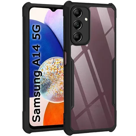 AARERED Back Cover Case for Samsung Galaxy A14 5G Clear Tough Hybrid, Transparent Black Bumper Border