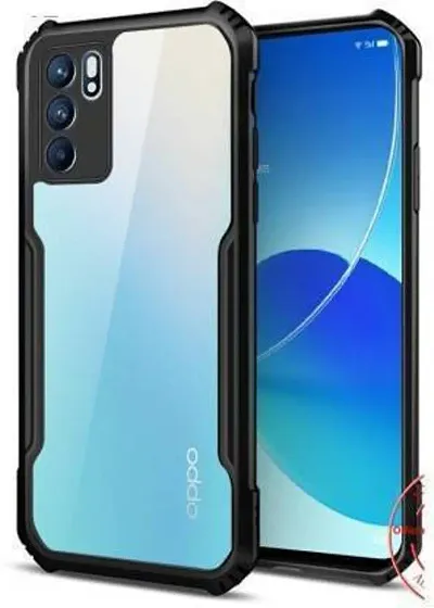 CELZO Ultra Thin Shock Proof 4 Sides Protection Clear Transparent Back Cover Case with Black Border for Oppo Reno6 Pro (5G) - {Transparent/Black}
