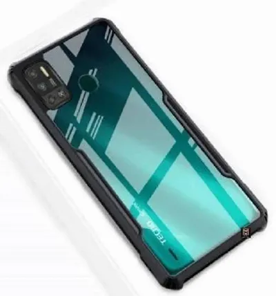 CELZO Ultra Thin Shock Proof 4 Sides Protection Clear Transparent Back Cover Case with Black Border for Tecno Spark 6 Air - {Transparent/Black}