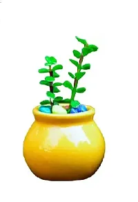 Best Quality Ceramic Planter Pot Small Matka for HomeandGarden-YellowandGreen (Without Plant)-thumb1