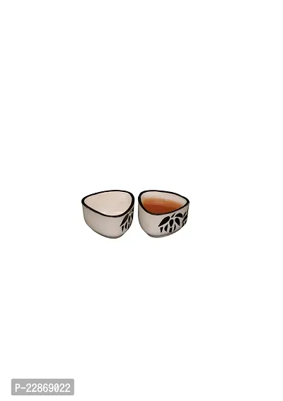 Lyallpur Stores Ceramic Chutney Bowl Set, Triangle Shape - Small Size (Pack Of 2, Black And White Color) Ceramic Chatni Katori Serving For Kitchen And Dining. Sauce Bowl Pickle Serving Bowl For Home.-thumb2