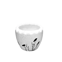 Best Quality Round Ceramic Planter - Small (White Color, 9 cm) Plant Not Included-thumb1