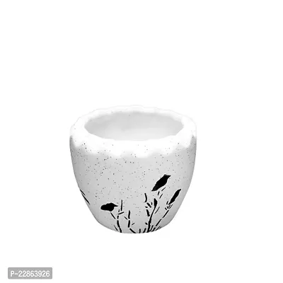 Best Quality Round Ceramic Planter - Small (White Color, 9 cm) Plant Not Included-thumb2