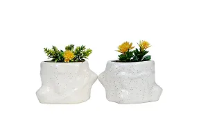 Best Quality Ceramic Pots for Plants Tree Shape - Small Size (White Color, 6 cm) Ceramic Planters for Indoor Plants, Living Room. [Plant Not Included, Pack of 2]-thumb1