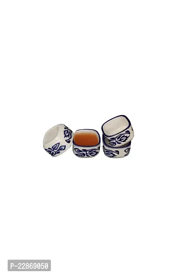 Lyallpur Stores Ceramic Chutney Bowl Set, Square Shape - Small Size (Pack Of 4, Blue Color) Ceramic Chatni Katori Serving For Kitchen And Dining. Sauce Bowl Pickle Serving Bowl For Home.-thumb2