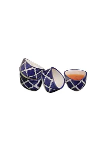 Lyallpur Stores Ceramic Chutney Bowl Set, Triangle Shape - Small Size (Pack Of 4, Royal Blue Color) Ceramic Chatni Katori Bowls For Serveware And Dinnerware. Sauce Bowl Pickle Serving Bowl For Home.-thumb1