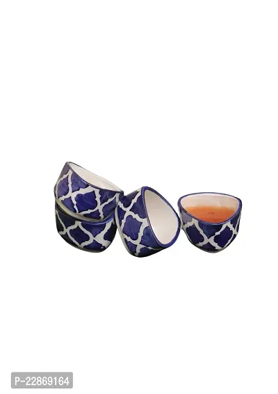 Lyallpur Stores Ceramic Chutney Bowl Set, Triangle Shape - Small Size (Pack Of 4, Royal Blue Color) Ceramic Chatni Katori Bowls For Serveware And Dinnerware. Sauce Bowl Pickle Serving Bowl For Home.-thumb2
