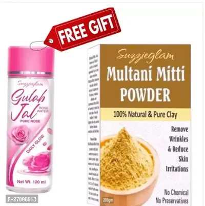 100% Pure Multani Mitti(200Gm) Free Gift Pure And Natural Gulab Jal(120Ml)