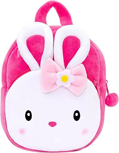 Sarvagya Kids School Bag Rabbit Soft Plush Backpacks Cartoon Boys & Girls 2-5 Years (Pink)