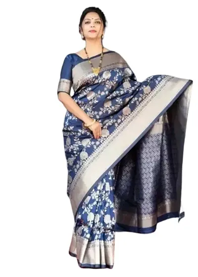 Stylish Litchi Silk Saree With Blouse Piece For Women