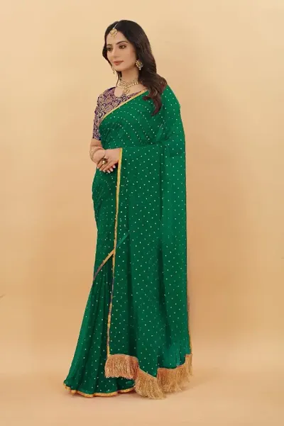 Chiffon Embellished Lace Border Sarees with Blouse piece