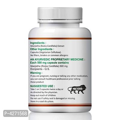 Manjistha Herbal Capsules For Damaged Skin Tissue 100% Ayurvedic (180 Capsules)-thumb3