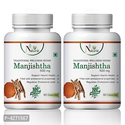 Manjistha Herbal Capsules For Damaged Skin Tissue 100% Ayurvedic (120 Capsules)-thumb2
