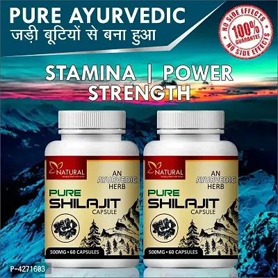 Pure Shilajit Herbal Capsules For High Altitude Sickness 100% Ayurvedic (120 Capsules)-thumb0