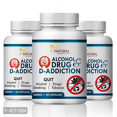 Alcohol  D-Drug Addiction Herbal Capsules For Helps To Remove Addiction 100% Ayurvedic (180 Capsules)