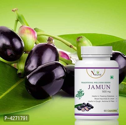 Jamun Herbal Capsules For Cleansing The Digestive System 100% Ayurvedic (60 Capsules)-thumb0