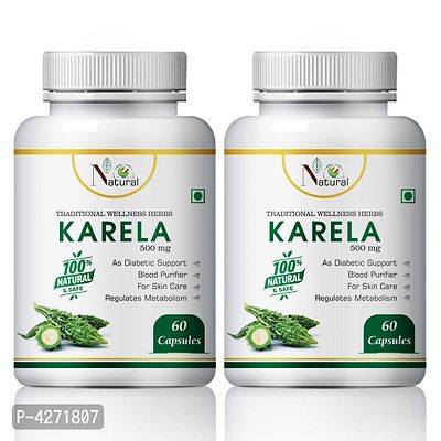 Karela Herbal Capsules For Helps You Get A Glowing Skin 100% Ayurvedic (120 Capsules)-thumb2