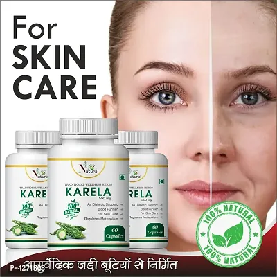 Karela Herbal Capsules For Helps You Get A Glowing Skin 100% Ayurvedic (180 Capsules)-thumb0