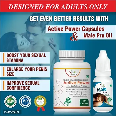 Active Power  Male Pro Oil For Stamina Plus Capsules And Oil (60 Capsules + 15 Ml)