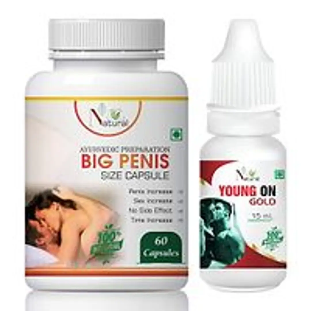 Big Penis Size Capsules  Young On Gold Oil For Penis Growth Capsule And Oil (60 Capsules + 15 Ml)-thumb1