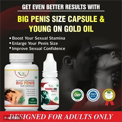 Big Penis Size Capsules  Young On Gold Oil For Penis Growth Capsule And Oil (60 Capsules + 15 Ml)