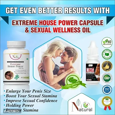 Extreme House Power  Ling Boost Oil For Sex Power Capsule And Oil For Men Long Time (60 Capsules + 15 Ml)