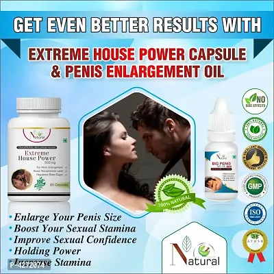 Extreme House Power Capsules  Big Penis Size Oil For Capsule And Oil For Sex Power Long Time (60 Capsules + 15 Ml)