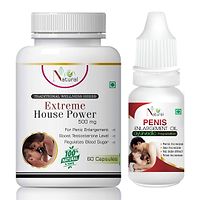 Extreme House Power Capsules  Penis Enlargement Oil For Sex Ayurvedic Oil And Capsule For Men Long Time (60 Capsules + 15 Ml)-thumb1