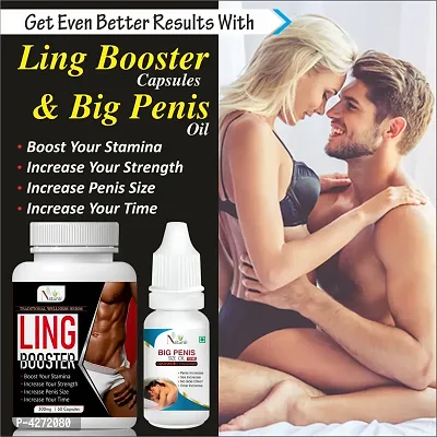 Ling Booster Capsule  Big Penis Size Oil For Sex Stamina Ayurvedic Oil And Capsule For Men (60 Capsules + 15 Ml)