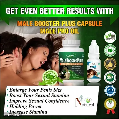 Male Booster Capsules & Male Pro Oil For Sex Lubricants And Capsules For Men (60 Capsules + 15 Ml)