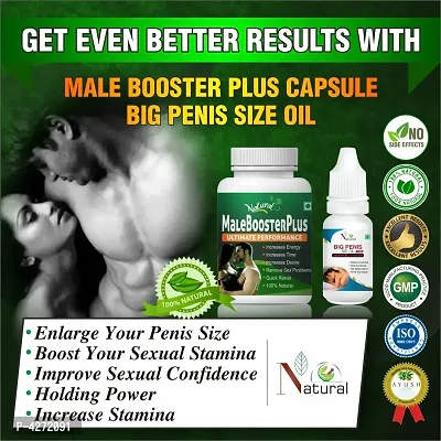 Male Booster Plus Capsules & Big Penis Size Oil For Penis Capsules Long Sex Oil And Capsule For Men (60 Capsules + 15 Ml)