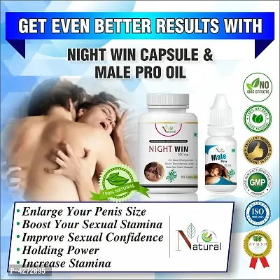 Night Win Capsule & Male Pro Oil For Sexual Ayurvedic Capsules And Oil (60 Capsules + 15 Ml)