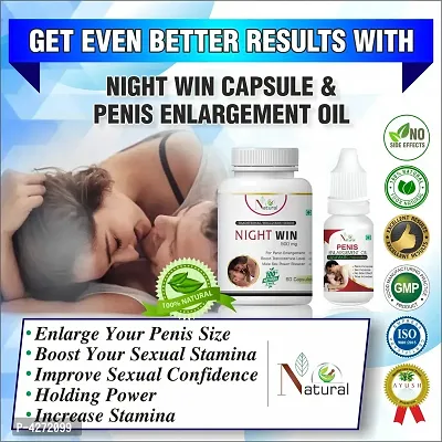 Night Win Capsules & Penis Enlargement Oil For Men's Sex Power Booster Capsules And Capsules (60 Capsules + 15 Ml)