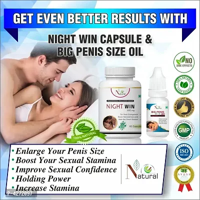 Night Win Capsules  Big Penis Size Oil For Sex Improvement Capsules Or Oil For Men (60 Capsules + 15 Ml)